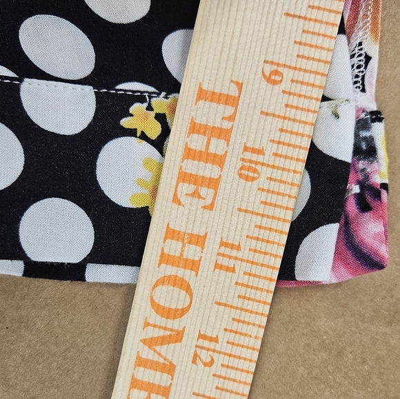 0029 Cirana Polka Dot Floral Lace Button Up Black White Pink Office Size Medium - Picture 14 of 14